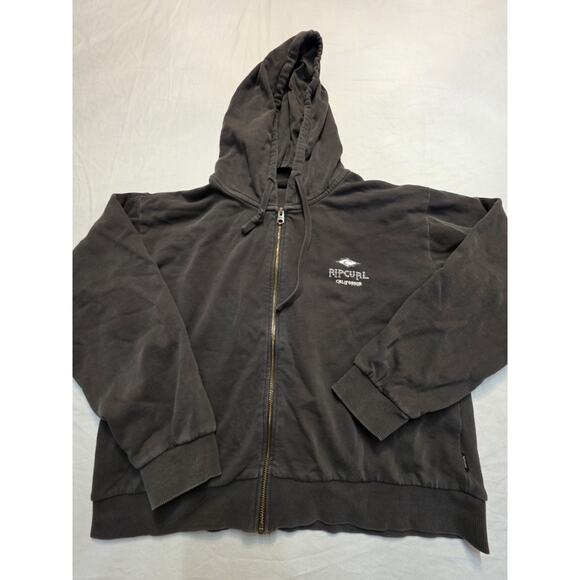 Rip Curl California Men's Size Medium Black Long Sleeve Zip Up Hooded Sweatshirt - Picture 1 of 6